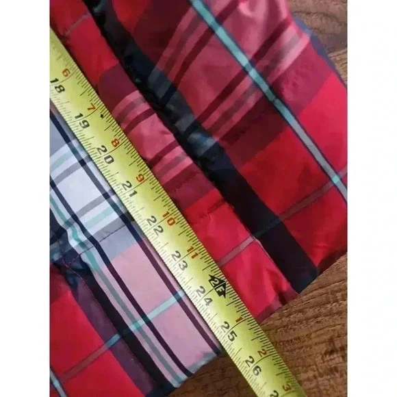 Lands's End Plaid Puffer Vest Women’s Size Large Holiday Americana Red & Navy - Picture 7 of 7
